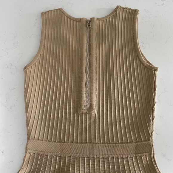 Pink Tartan Stretch Ballet Dress Fit & Flare Ribbed Viscose Nylon Camel/Tan XS - Picture 11 of 15